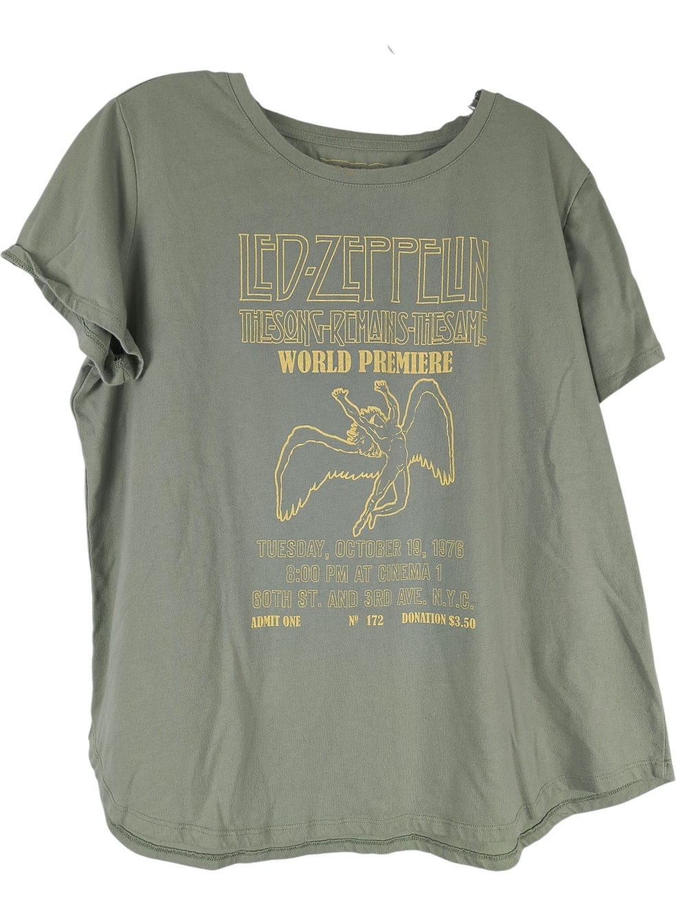 Maurices Led Zeppelin T Shirt Women's XXL Green Yellow Short Sleeve Graphic Tee